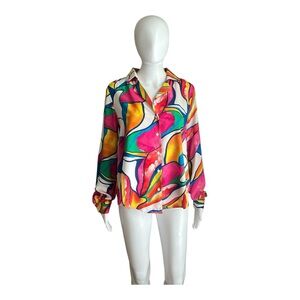 Fashion Nova Colorful Abstract Women's Top Size M